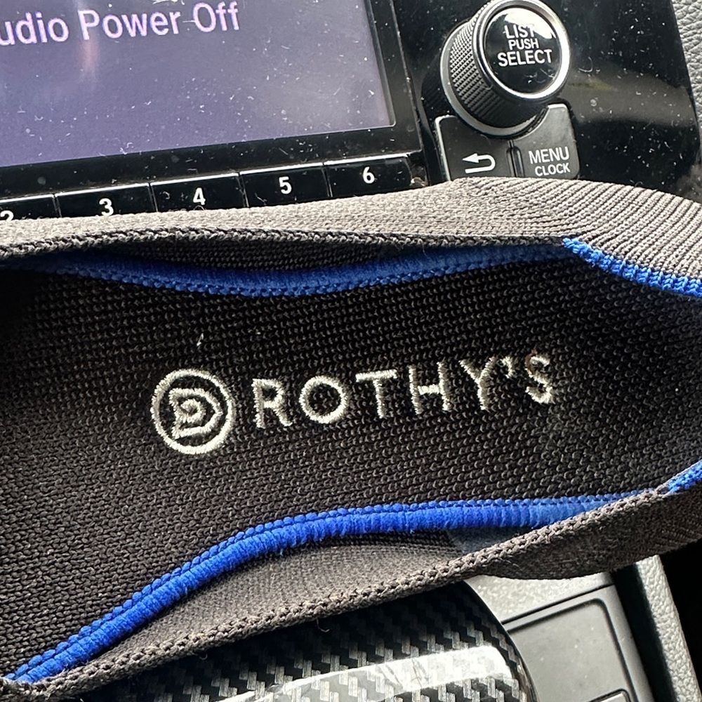 Rothy's Black and Blue Knit Flats